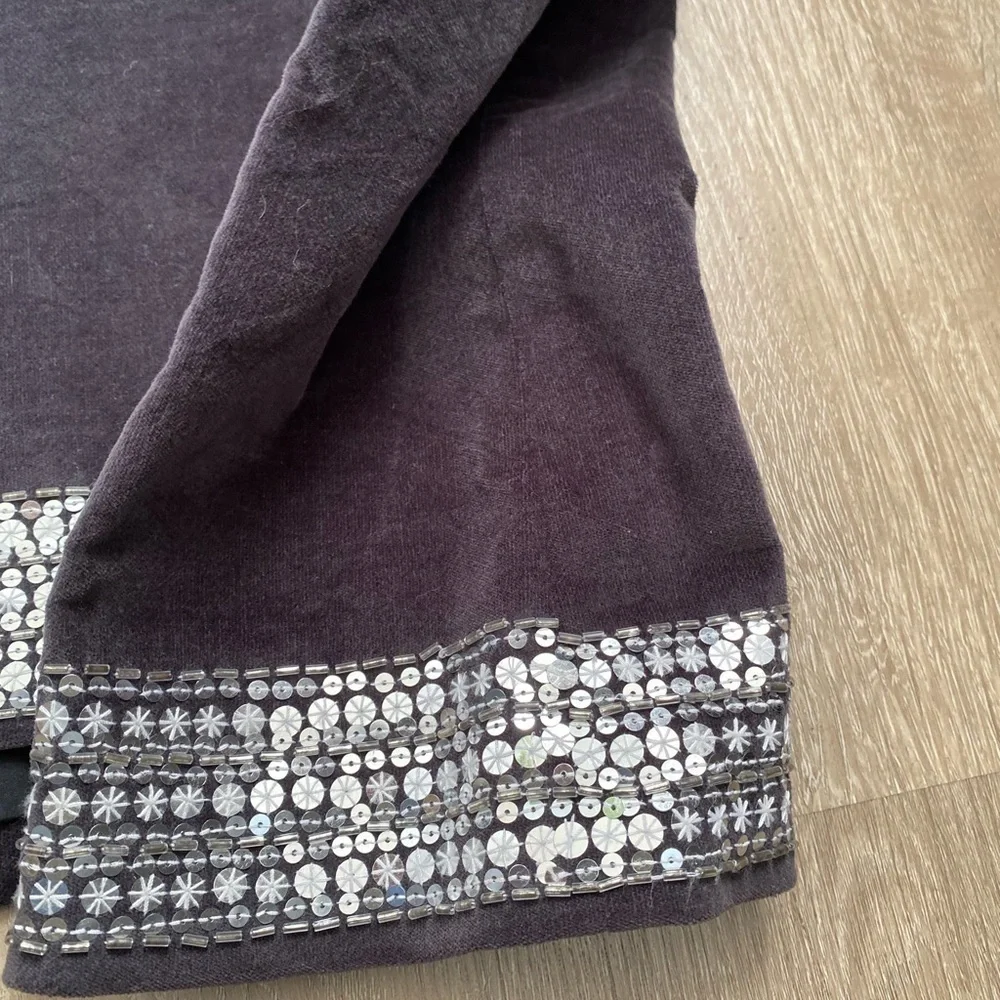 Tory Burch Grey Velvet Natasha Sequin Embellished Blazer EUC